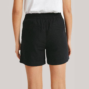 Black Linen Blend Shorts - Allsport