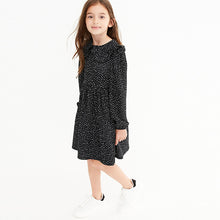 Load image into Gallery viewer, Monochrome Spot Collar Tiered Dress (3-12yrs) - Allsport
