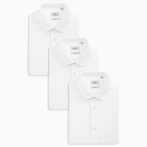 3 Pack White Skinny fit Single Cuff Shirts