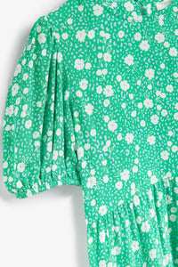 Green Printed Puff Sleeve Maxi Dress (3-12yrs) - Allsport