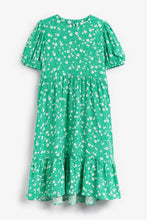 Load image into Gallery viewer, Green Printed Puff Sleeve Maxi Dress (3-12yrs) - Allsport
