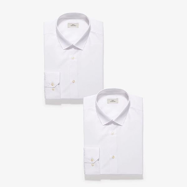 White Regulaar Fit Single Cuff Shirts Two Pack