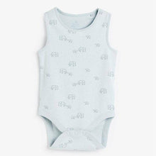 Load image into Gallery viewer, Pale Blue 4 Pack Organic Cotton Elephant Vest Bodysuits (0mths-2yrs) - Allsport
