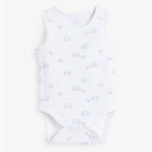 Load image into Gallery viewer, Pale Blue 4 Pack Organic Cotton Elephant Vest Bodysuits (0mths-2yrs) - Allsport
