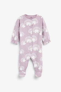 Lilac 3 Pack Hedgehog Sleepsuits  (up to 18 months) - Allsport