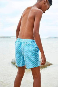 Blue Shark Print Swim Shorts - Allsport