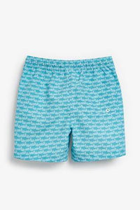 Blue Shark Print Swim Shorts - Allsport