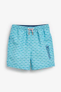 Blue Shark Print Swim Shorts - Allsport