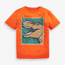 Load image into Gallery viewer, Orange Camo Dino Flippy Sequin T-Shirt (3-10yrs) - Allsport
