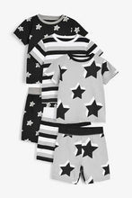 Load image into Gallery viewer, Monochrome 3 Pack Star Print Short Pyjamas - Allsport
