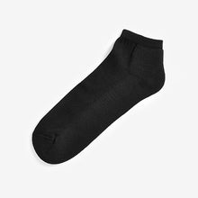 Load image into Gallery viewer, Black Cushion Sole Trainer Socks Five Pack

