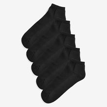 Load image into Gallery viewer, Black Cushion Sole Trainer Socks Five Pack - Allsport
