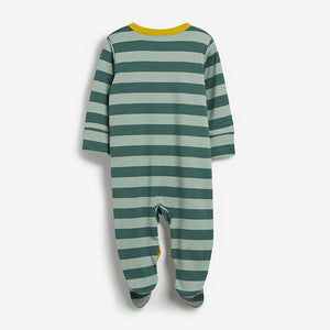 3 Pack Bright Stripes Baby Sleepsuits (0-12mths) - Allsport