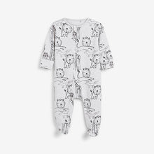 Load image into Gallery viewer, Monochrome Safari 2 Pack Zip Sleepsuits (0-18mths) - Allsport
