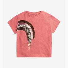 Load image into Gallery viewer, Rust Brown Flippy Sequin Rainbow T-Shirt (3-12yrs) - Allsport
