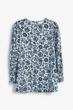 Load image into Gallery viewer, Blue Paisley Print Puff Long Sleeve Top - Allsport
