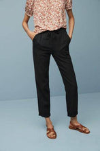 Load image into Gallery viewer, Black Linen Blend Tapered Trousers - Allsport
