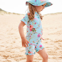 Load image into Gallery viewer, Floral Aqua Sunsafe Swim Suit (3mths-5yrs) - Allsport
