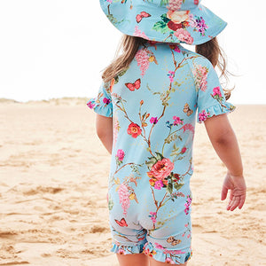 Floral Aqua Sunsafe Swim Suit (3mths-5yrs) - Allsport