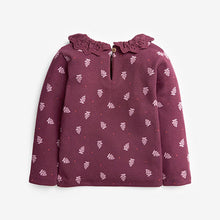 Load image into Gallery viewer, Purple Floral Brushed Broderie Collar Top (3mths-6yrs) - Allsport
