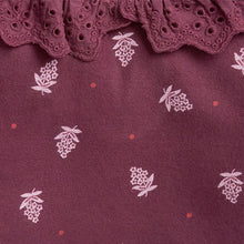 Load image into Gallery viewer, Purple Floral Brushed Broderie Collar Top (3mths-6yrs) - Allsport
