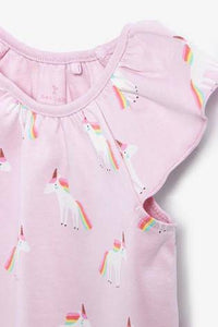 Lilac 4 Pack Watercolour Unicorn Rompers  ( up to 18 months) - Allsport