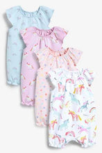 Load image into Gallery viewer, Lilac 4 Pack Watercolour Unicorn Rompers  ( up to 18 months) - Allsport
