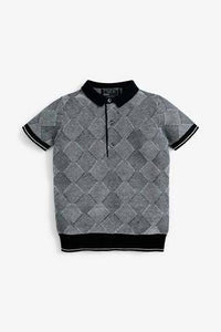 POLO SS ARGYLE NAVY (3YRS-12YRS) - Allsport