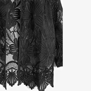 Black Lace Floral Cover-Up - Allsport