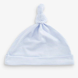 Blue 3 Pack Organic Cotton Elephant Tie Top Hats (0-6mths) - Allsport