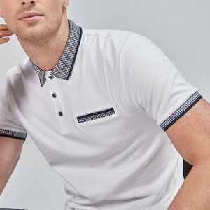 White/ Black Smart Collar Polo Shirt - Allsport