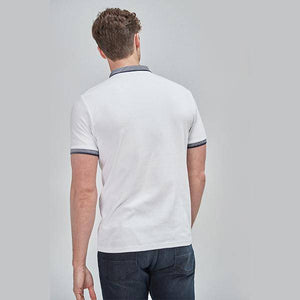 White/ Black Smart Collar Polo Shirt - Allsport