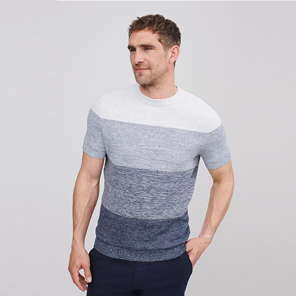 Blue/Ecru Ombre Premium Stripe T-Shirt - Allsport