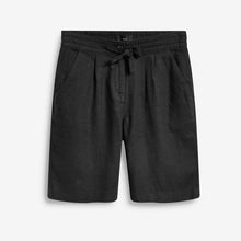 Load image into Gallery viewer, Black Linen Blend Knee Shorts - Allsport
