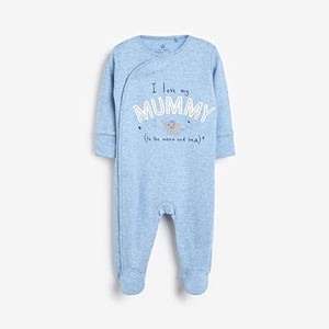 2PK Blue/White Mummy And Daddy Elephant Sleepsuits (0MTH-18MTHS) - Allsport