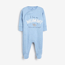 Load image into Gallery viewer, Blue/White 2 Pack Mummy And Daddy Elephant Sleepsuits (0mths-18mths) - Allsport
