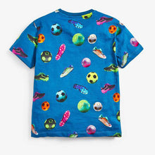 Load image into Gallery viewer, Blue Football Goal Sequin T-Shirt (3-12yrs) - Allsport
