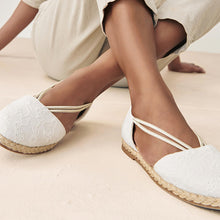 Load image into Gallery viewer, White Closed Toe Espadrille Shoes - Allsport
