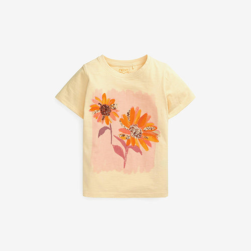 Ecru Sequin Flower T-Shirt (3-12yrs) - Allsport