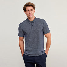 Load image into Gallery viewer, Navy Blue Geo Print Polos
