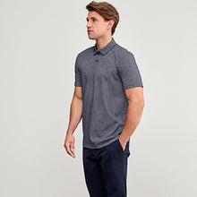 Load image into Gallery viewer, Navy Blue Geo Print Polos
