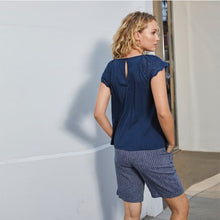 Load image into Gallery viewer, Navy Linen Blend Knee Shorts - Allsport
