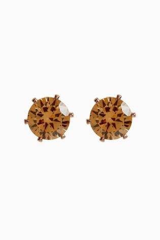 Rose Gold Cubic Zirconia Large Stud Earrings - Allsport