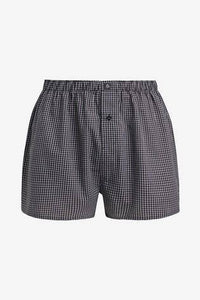 Black / Grey Pattern Woven Boxers Pure Cotton Four Pack - Allsport