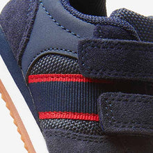 Load image into Gallery viewer, Navy Blue/Red Double Strap Trainers (Younger Boys)
