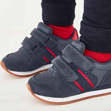 Load image into Gallery viewer, Navy Blue/Red Double Strap Trainers (Younger Boys)
