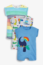 Load image into Gallery viewer, Blue 3 Pack Toucan Rompers  (up to 18 months) - Allsport
