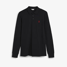 Load image into Gallery viewer, Black Long Sleeve Pique Polo Shirt
