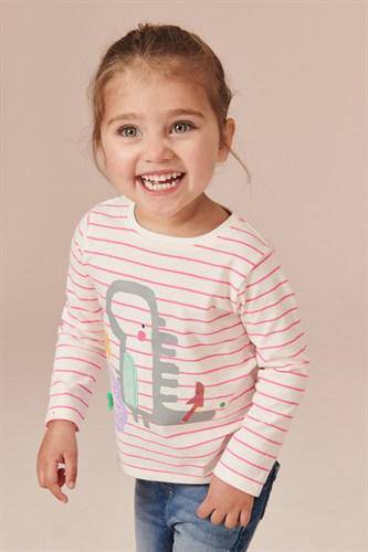 Pink Stripe Dinosaur Long Sleeve T-Shirt (9mths-5yrs) - Allsport