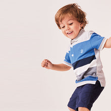Load image into Gallery viewer, Blue Short Sleeve Stripe Polo (3mths-5yrs) - Allsport
